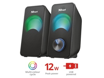 Trust Arys compact 2.0 RGB högtalare USB- 3,5 minijack, 12W, led