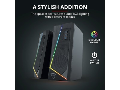 Trust GXT 609 Zoxa rgb led högtalare Stereo, 12W, rgb, 3,5 minijack, USB#3