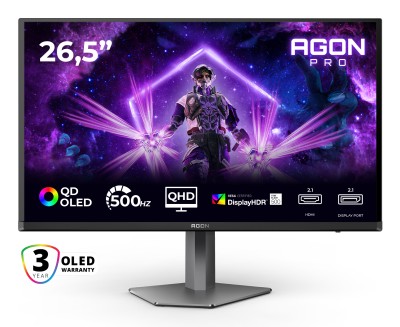 26.5" AOC AG276QKD2, QD OLED 2560x1440, 0.03 ms, 500Hz G-Sync, höjdjusterbar, pivot, 2xHDMI/DP, USB 3.2-hubb, högtalare#2
