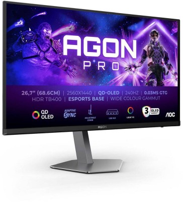 27" AOC Agon Pro AG276QZD2, QD-OLED 2560x1440, 0.03 ms, 240Hz, HDR400, höjdjusterbar, pivot, 2xHDMI/DP, högtalare, USB 3.2-hubb