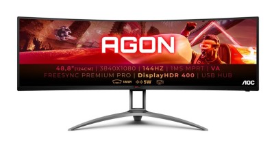 49" AOC Gaming AG493QCX, Curved VA 3840x1080, 4 ms, 144Hz FreeSync Pro, 1800R, höjdjusterbar, HDMI/2xDP, högtalare, USB 3.2-hubb#1