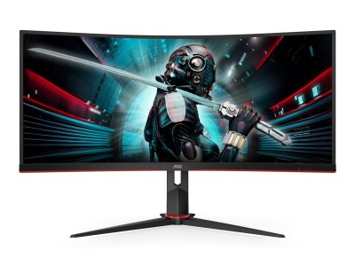 34" AOC CU34G2X, Curved VA 3440x1440, 1 ms, 144Hz FreeSync, 1500R, höjdjusterbar, 2xHDMI/DP, USB 3.2-hubb#1