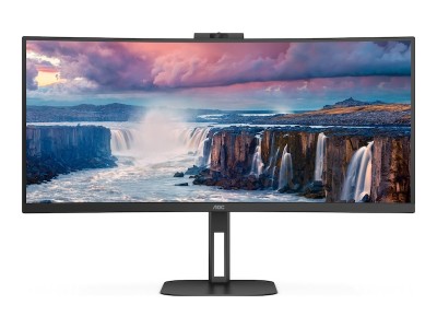 34" AOC CU34V5CW, Curved VA 3440x1440, 1 ms, 100Hz FreeSync, 1500R, höjdjusterbar, HDMI/DP/USB-C 65W, högtalare, USB 3.2-hubb, webbkamera#1