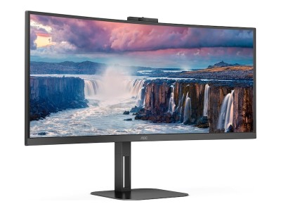 34" AOC CU34V5CW, Curved VA 3440x1440, 1 ms, 100Hz FreeSync, 1500R, höjdjusterbar, HDMI/DP/USB-C 65W, högtalare, USB 3.2-hubb, webbkamera#2