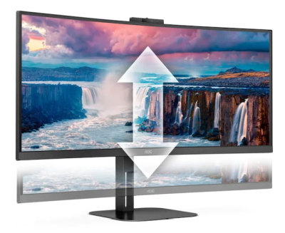 34" AOC CU34V5CW, Curved VA 3440x1440, 1 ms, 100Hz FreeSync, 1500R, höjdjusterbar, HDMI/DP/USB-C 65W, högtalare, USB 3.2-hubb, webbkamera#8