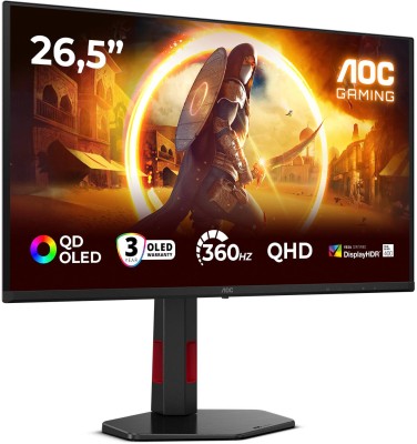 26.5" AOC Q27G4SDR, QD OLED 4K/3840x2160, 0.03 ms, 360Hz G-Sync, höjdjusterbar, pivot, 2xHDMI/DP, USB 3.2-hubb#1