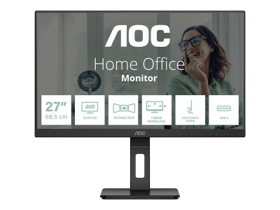 27" AOC Q27P3CV, IPS 2560x1440, 4 ms, 75Hz, höjdjusterbar, pivot, 2xHDMI/DP/USB-C 65W, LAN, högtalare, USB 3.2-hubb#1