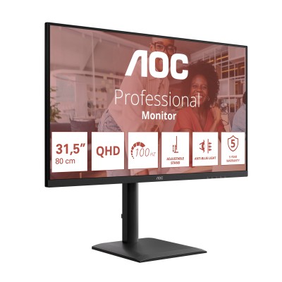 34" AOC Q32E4U, IPS 2560x1440, 4 ms, 100Hz, höjdjusterbar, pivot, 2xHDMI/DP, högtalare, USB 3.2-hubb, 5 års garanti#2