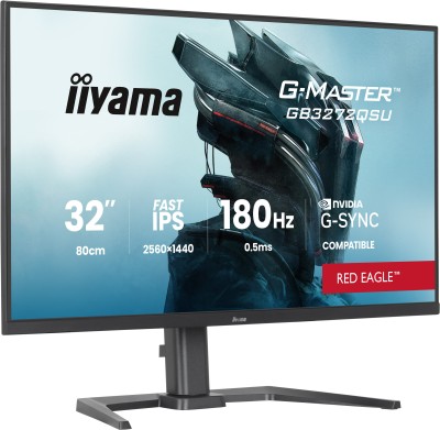 31.5" iiyama G-Master GB3272QSU-B1 Red Eagle, Fast IPS 2560x1440, 0,5 ms, 180Hz G-Sync, höjdjusterbar, 2xHDMI/DP, högtalare, USB 3.2/USB-C-hubb#1