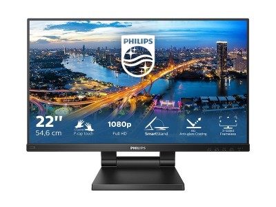 21.5" Philips 222B1TC/00, IPS 1920x1080, 4 ms, 10-point touch, VGA/HDMI/DP, högtalare, USB-hubb