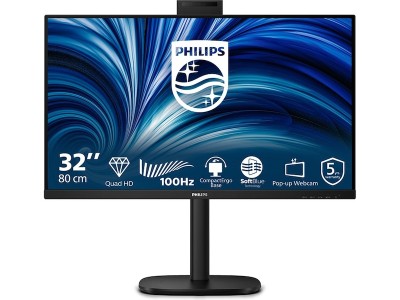 31.5" Philips 32B2U3601H/00, IPS 2560x1440, 4 ms, 100Hz, höjdjusterbar, pivot, 2xHDMI/DP/USB-C 90W, högtalare, webbkamera, USB 3.2-hubb, 5 års garanti#2