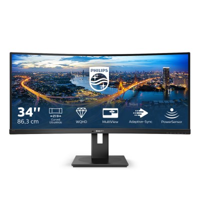 Philips 34" Curved skärm 345B1C/00 3440x1440 VA, 100hz, 5ms, 3000:1, Speakers, HDMI/DP