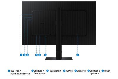 27" Samsung ViewFinity S6 S27D602E, IPS 2560x1440, 5 ms, 100Hz, HDR10, höjdjusterbar, pivot, HDMI/DP, USB 3.2-hubb#12