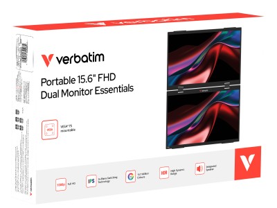 2x15.6" Verbatim Portable Dual Monitor Essentials, Full HD IPS 1920x1080, USB-C/MiniHDMI, högtalare#7