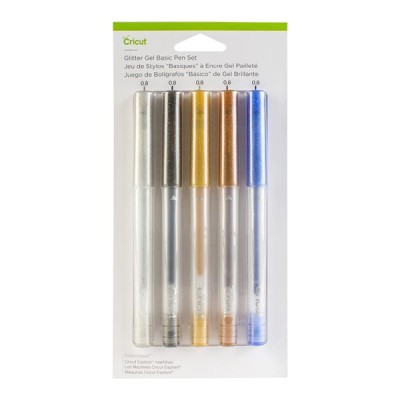 Cricut Explore/Maker Glitter Gel Pen Set 5-pack (Black, Gold, Silver, Brown and Blue)