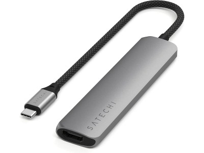 Satechi 6-i-1 Slim Multiport docking (rymdgrå) USB-C PD 100W, 1xHDMI, 2xUSB-A, SD, microSD#1