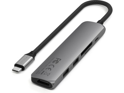 Satechi 6-i-1 Slim Multiport docking (rymdgrå) USB-C PD 100W, 1xHDMI, 2xUSB-A, SD, microSD#3