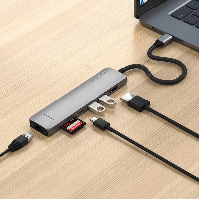 Satechi 7-i-1 Slim Multiport docking (rymdgrå) USB-C PD 100W, 1xHDMI, 2xUSB-A, Ethernet, SD, microSD#5