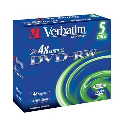 DVD-RW media Verbatim 4.7 GB 4X, 5-pack, jewel case