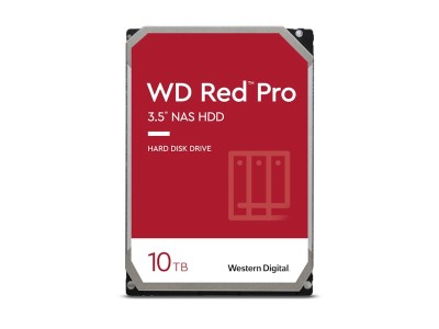 10 TB WD Red Pro, 7200 rpm, 256 MB cache SATA3, optimerad för NAS med 24/7 drift