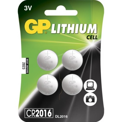 Gp CR2016 Lithium Coin, 4 Pack (B)
