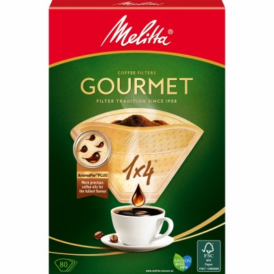 Melitta Kaffefilter Gourmet 1X4 Oblekta 80st X8 fp
