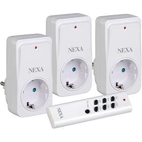 NEXA PE3 fjärrstyrda inomhusuttag 3 uttag + 1 fjärrkontroll max 1500W