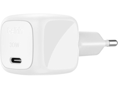 Belkin BoostCharge 30W USB-C-laddare (vit) snabbladdning, PD 3.1-kompatibel, tillverkad av återvunnen plast