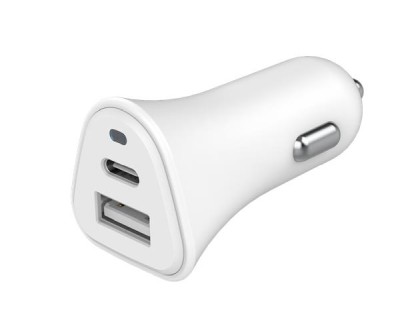 Just green Dual USB-A/USB-C Car Charger (5.4A) - vit