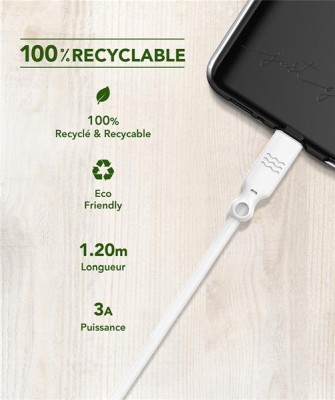 Just Green Bigben USB-A to USB-C Charge Cable 3A 1.2m - White#3
