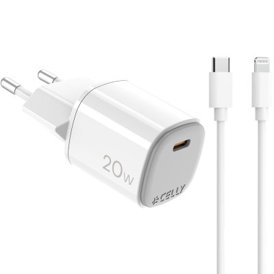 Celly Laddare 20W PD + Lightning-kabel Vit#1