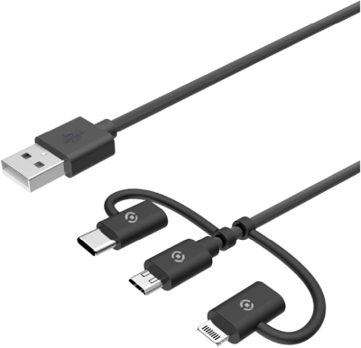 Celly USB A - Lightning/USB C/USB Micro B 1m