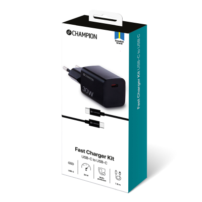 Champion Laddare 30W + USB-C Kabel Svart#2