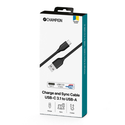 Champion USB-A till USB-C Kabel 2m Svart#2