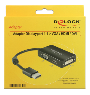 Multi-adapter DeLOCK DisplayPort 1.1 till VGA/HDMI/DVI - Svart#2