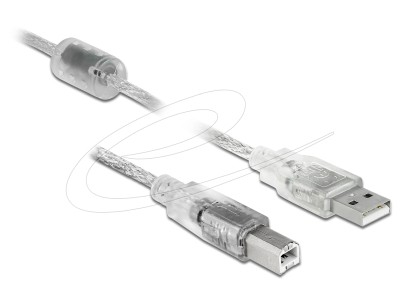 Delock USB-A to USB-B Cable 3m Transparent