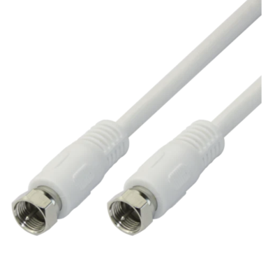 Deltaco Antenna cable, F-connector, CLASS A+, 1m, white