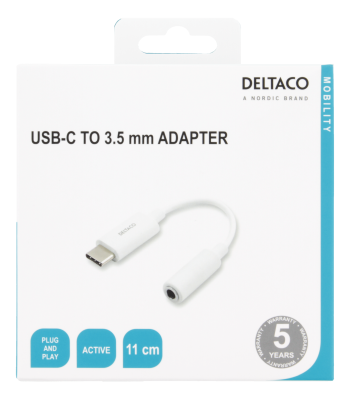 USB-C Adapter till 3,5mm stereo, aktiv, 11cm, vit#4