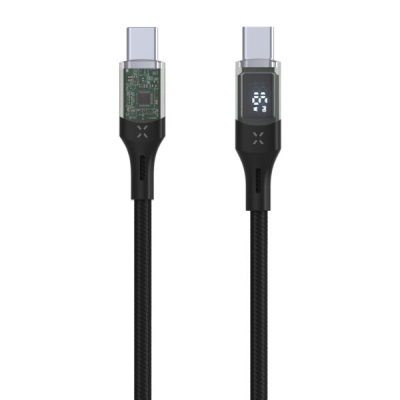 LED Laddningsdisplay USB-C/C 100W kabel 1.2m Svart