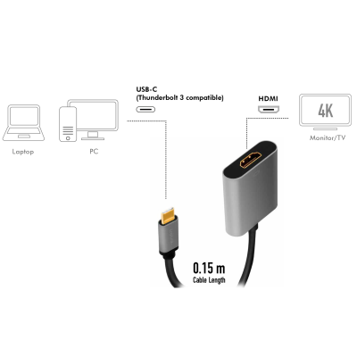 LogiLink USB-C -> HDMI-adapter 4K/60Hz Aluminium 15cm#3