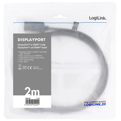 LogiLink DisplayPort 1.2 -> HDMI 1.4 4K 2m Svart#4