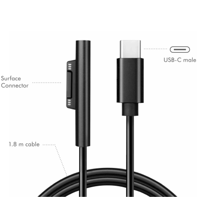 LogiLink USB-C Laddkabel Microsoft Surface 60W PD 1,8 m#3