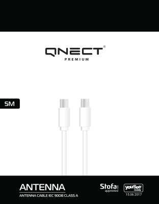 Qnect Antenna cable ClassA male-female fer YS 5m White