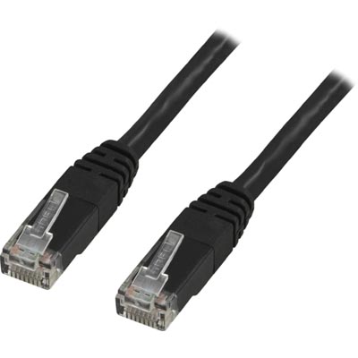 Nätverkskabel oskärmad Cat.5e, RJ45, 10 meter - Svart