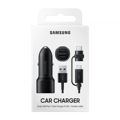 SAMSUNG Dual Car Charger 2x15W incl. 2-in-1 Datacable black