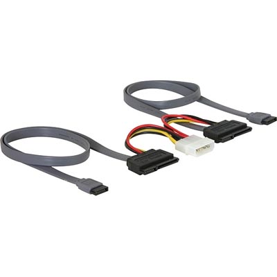 Serial ATA-kabel för 2xSATA-hårddiskar + Molex 4-pin ström, 50 cm