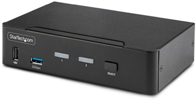 Systemswitch Startech.com D86A2-2-PORT-8K-KVM, 2-vägs KVM, Displayport 8K@60Hz / 4K@144Hz, USB, ljud