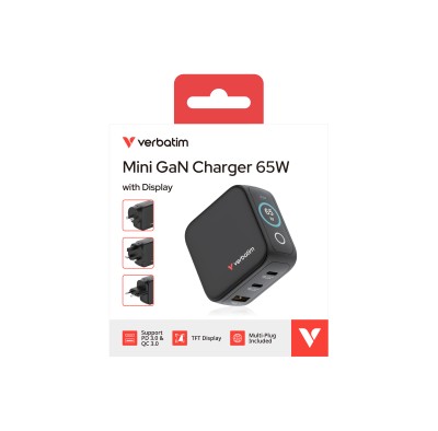 Verbatim Mini GaN Charger 65W with Display