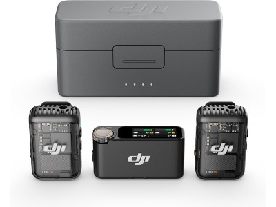 DJI Mic 2 (2 TX + 1 RX + Charging Case) (shadow black) 250 m räckvidd, upp till 14t inspelning, 18t batteritid, brusreducering