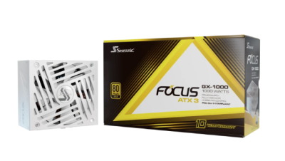 Seasonic Focus GX White (2024) 1000W, ATX 3.1, 135 mm fläkt, 80PLUS Gold, semipassivt, löstagbara kablar - Vit#1